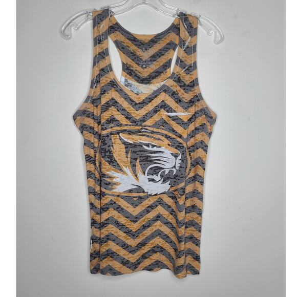 Blue 84 Tops - University of Missouri Mizzou Tigers gold black chevron tank top - large